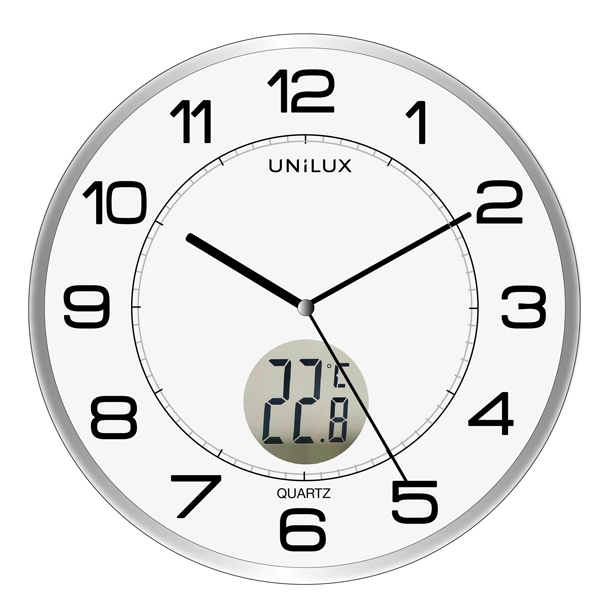 Orologio da parete diam.30,5cm con termometro Tempus Unilux