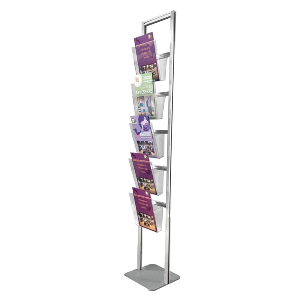 Portadepliant da terra con 5 Tasche A4 H180cm - Torretta monofacciale