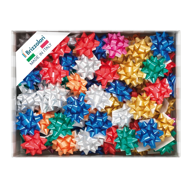 100 stelle nastro liscio 6800 10mmxdiam.5cm colori assortiti natale Brizzolari
