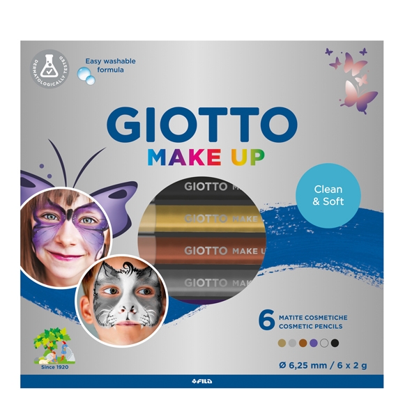 Set 6 matite cosmetiche Make Up colori metal mina da diam. 6,5mm Giotto