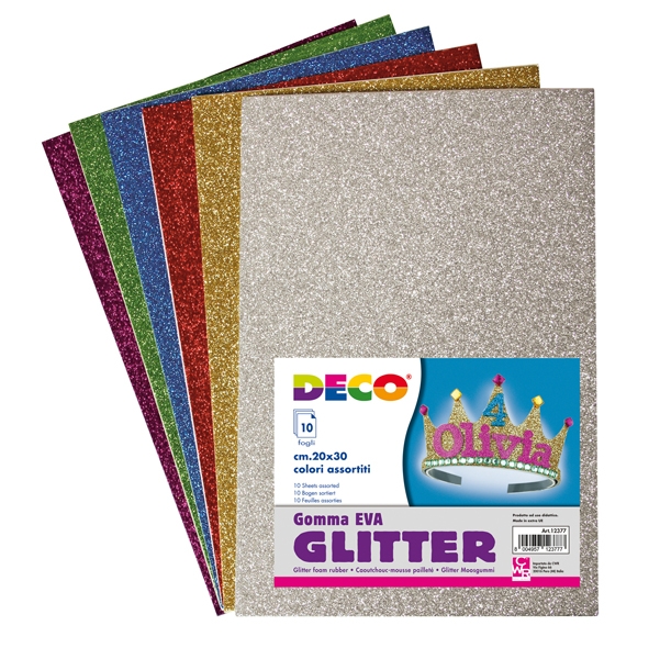 GOMMA CREPP GLITTER 20X30CM COLORI ASSORTITI DECO
