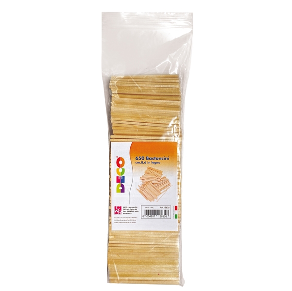 BUSTA 650 BASTONCINI IN LEGNO COLORE NATURALE DIM. 86X3X3XMM DECO
