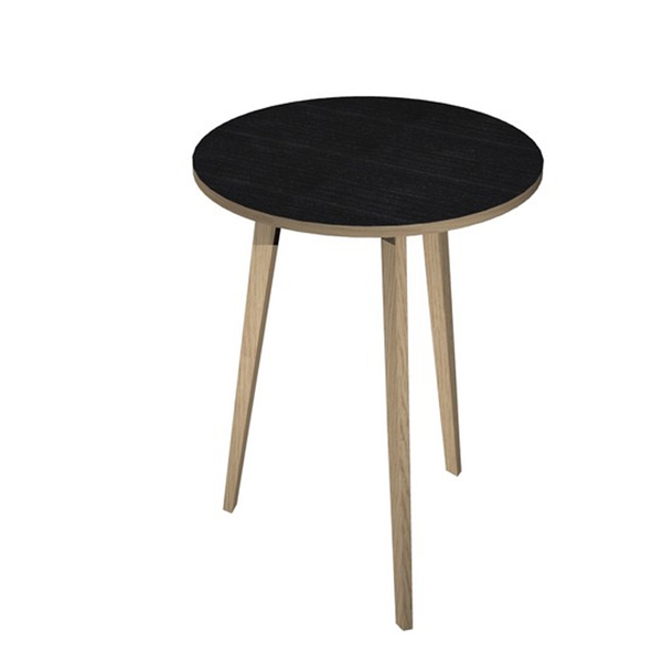 Tavolo alto tondo diam.80xH105cm Rovere/Nero venato Woody