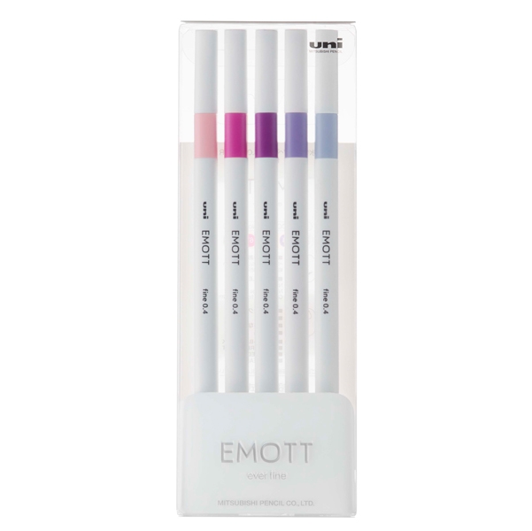 Astuccio 5 fineliner EMOTT tratto 0.4mm colori ass. Floral Uni Mitsubishi