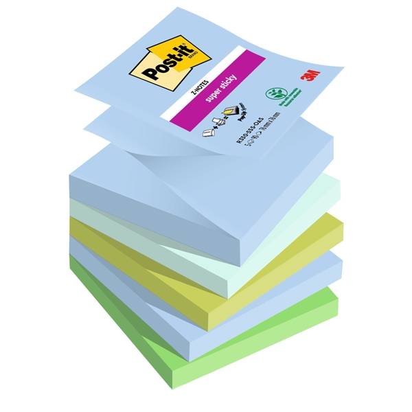 Cf. 5pz blocco 90foglietti Post-it(R) Super Sticky Z-Notes 76x76mm R330-5SS-OAS