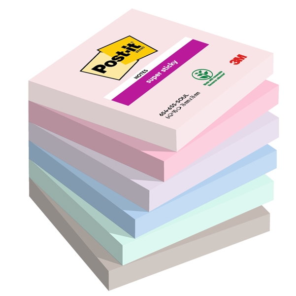 Cf. 6pz blocco 90foglietti Post-it(R) Super Sticky 76x76mm 654-6SS-SOUL Soulful