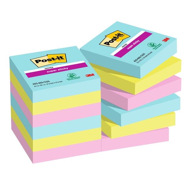 Cf. 12pz 90fg. Post-it(R) Super Sticky 47,6x47,6mm 622-12SS-COS Cosmic