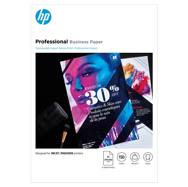 Confezione da 50 fogli carta professionale lucida HP per getto d'inchiostro A3
