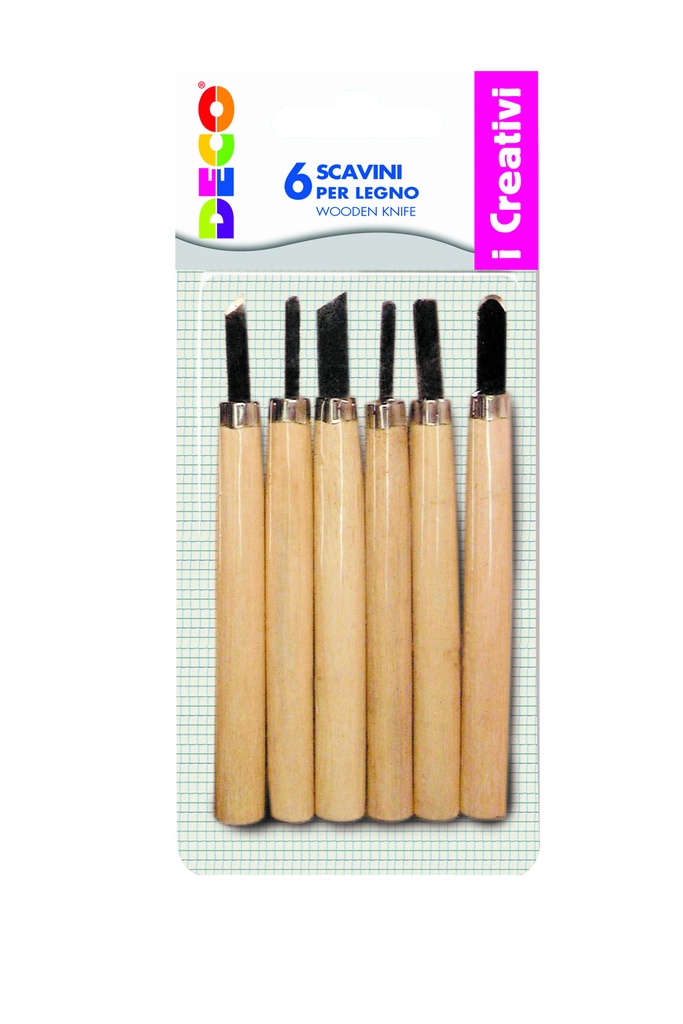 SCAVINI MANICO LEGNO - BLISTER 6 PZ. (min.ord.3 o multipli)