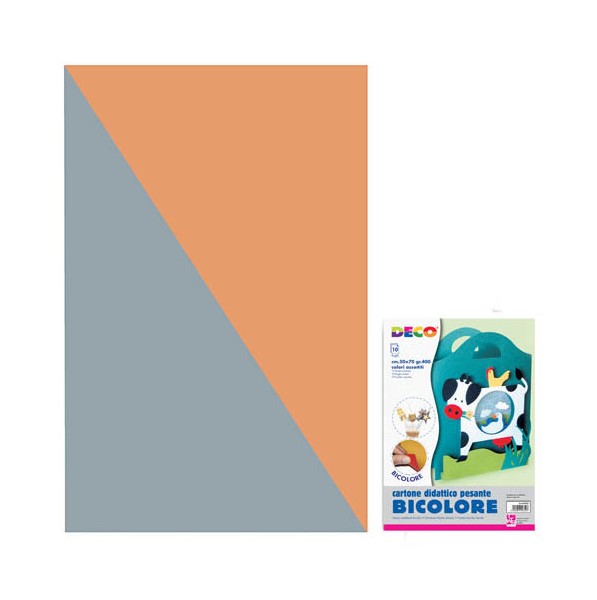 CARTONCINO  GR.400 CM.50x70 - ARGENTO/ARANCIO - CONF.10 FG.