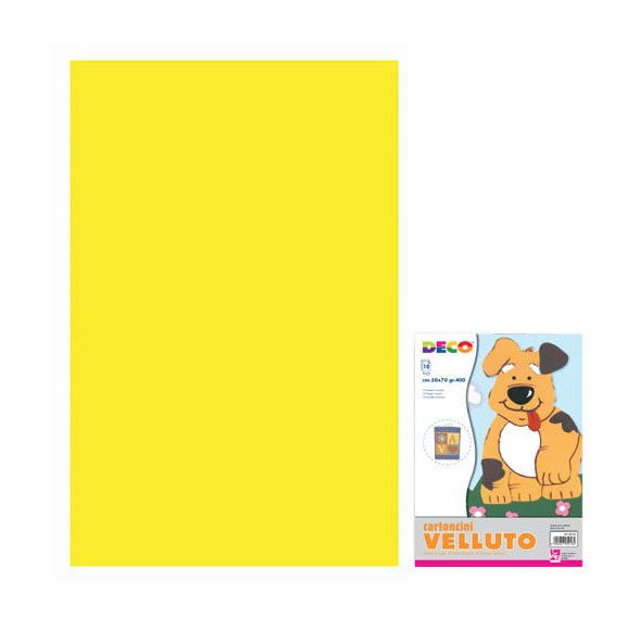 CARTONCINO VELLUTATI CM.50X70 GR.400 - GIALLO - CONF.10 FG.