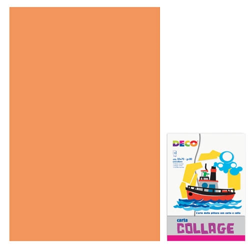CARTA RASATA CM.50X70 - CONF. 12 FG. -  ARANCIO