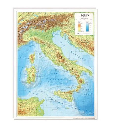 CARTA GEOGRAFICA DA BANCO CM.42x29,7 - ITALIA  POLITICA/FISICA - CONF.10 PZ.