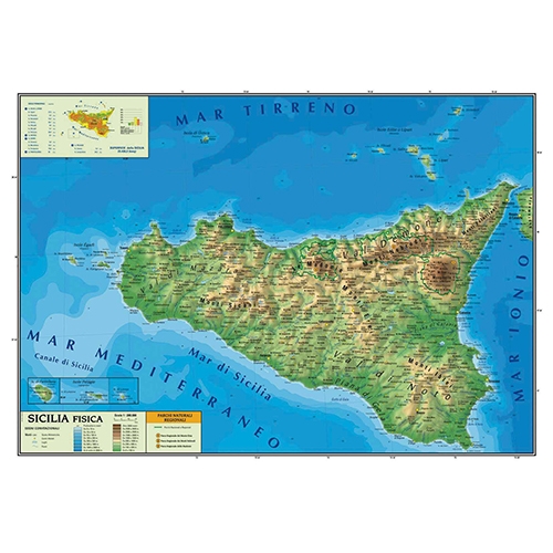 CARTA GEOGRAFICA CM.100X140 - SICILIA
