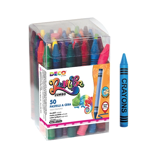 PASTELLONI A CERA MAXI - BARATTOLO 50 PZ. - COL. ASS.