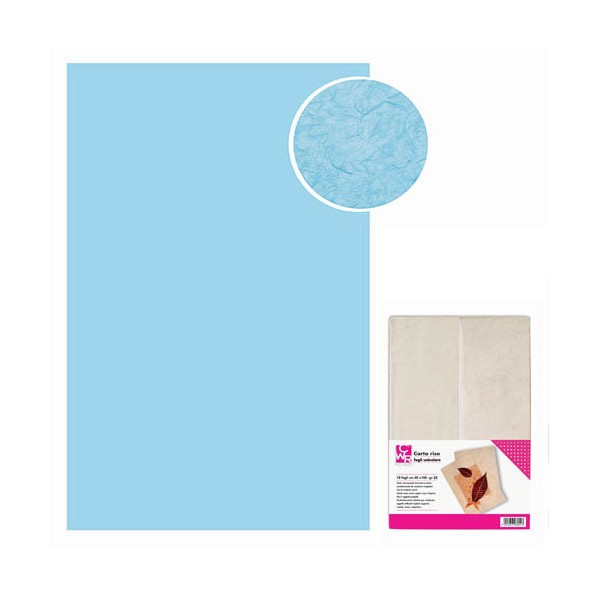 10 FOGLI CARTA RISO GR.25 CM.70X100 - AZZURRO