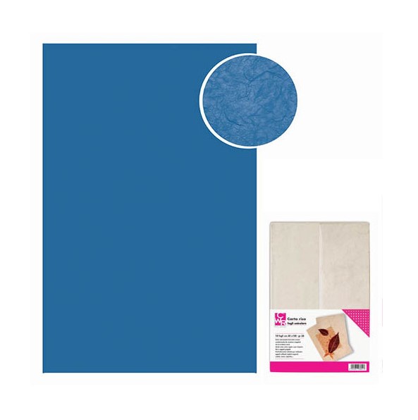 10 FOGLI CARTA RISO GR.25 CM.70X100 - BLU SCURO