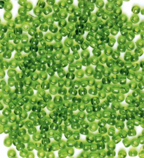 PERLINE VETRO TRASPARENTI 10/0 - SCAT. GR. 30 - VERDE CHIARO (min.ord.6 o multipli)