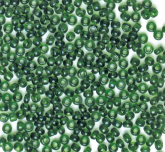 PERLINE VETRO TRASPARENTI 10/0 - SCAT. GR. 30 - VERDE BANDIERA (min.ord.6 o multipli)