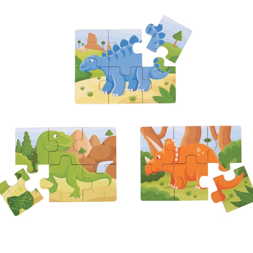 PUZZLES IN LEGNO DINOSAURI - SET 3 PEZZI