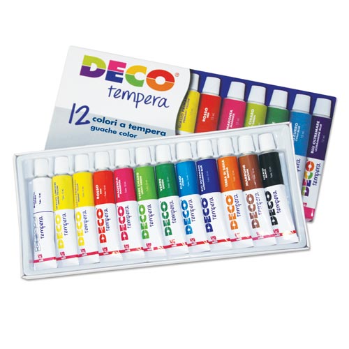 COLORI A TEMPERA - SCATOLA 12 TUBI ML.12 -  COL. ASS. (min.ord.10 o multipli)