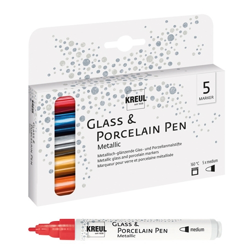 KREUL - GLASS & PORCELAIN PEN - SET 5 METALLIC