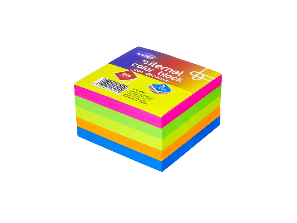 Cubo COLOR BLOCK 90x90mm 500fg. assortiti + Dispenser