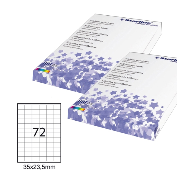 Etichetta adesiva bianca 100fg A4 35x23,5mm (72et/fg) STARLINE