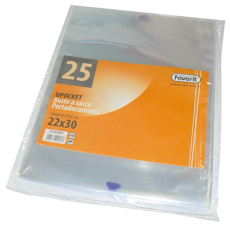 Busta "U" 22x30cm Trasparente Pz.25 LISCIO