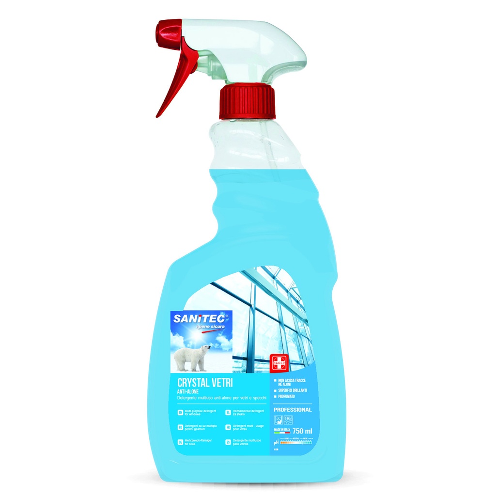Detergente Vetri CRYSTAL VETRI 750 ml. con nebulizzatore ANTIALONE