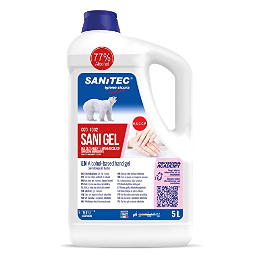 Gel Igienizzante Mani SANIGEL Alcolico 77% Tanica 5 lt. - Dermat.Testato