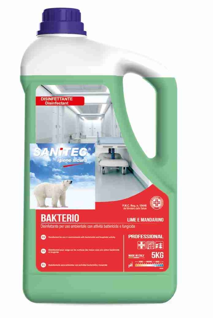 Detergente Disinfettante Bakterio tanica 5 Kg. PMC battericida e fungicida per USO AMBIENTALE