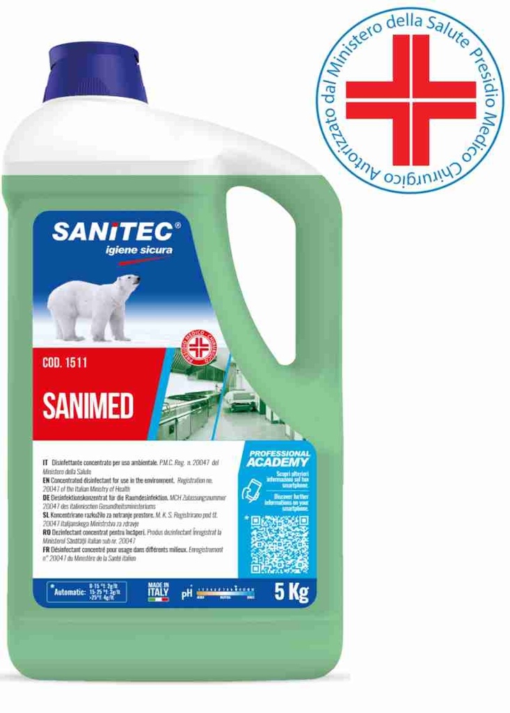 Disinfettante Concentrato SANIMED 5 Lt. PMC n.20047 MdS Battericida e Fungicida