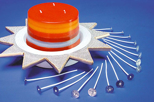 STOPPINI CON BASE METALLO PER CANDELE CM. 3,5  - CONF. 24 PZ. (min.ord.3 o multipli)