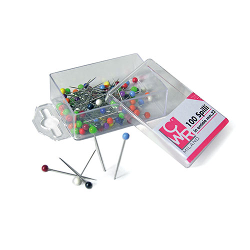 SPILLI COLORATI MM. 32 - SCATOLA 100 PZ. (min.ord.30 o multipli)