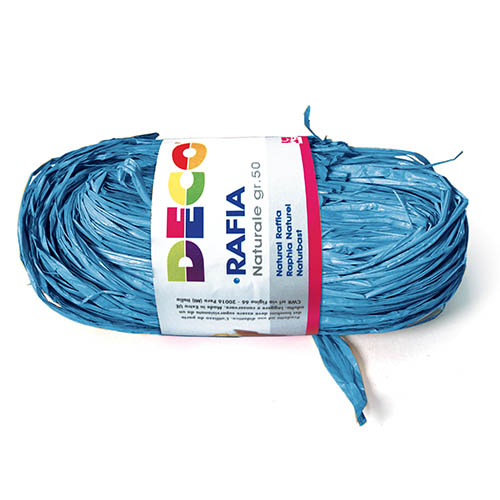 RAFIA NATURALE - PACCHETTO GR.50 - BLU PASTELLO (min.ord.6 o multipli)