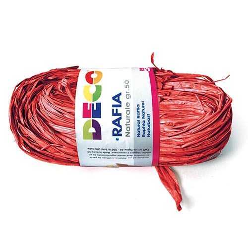RAFIA NATURALE - PACCHETTO GR.50 - ROSSO CARDINALE (min.ord.6 o multipli)