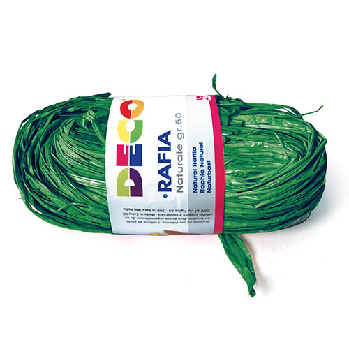 RAFIA NATURALE - PACCHETTO GR.50 - VERDE NATALE (min.ord.6 o multipli)