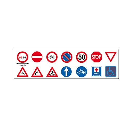 SEGNALI STRADALI - SET 14  PZ. + 24 GANCI