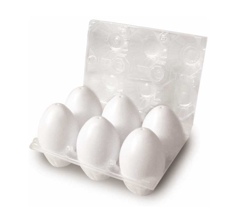 UOVA BIANCHE IN PLASTICA DA DECORARE - CONF.6 PZ. (min.ord.3 o multipli)
