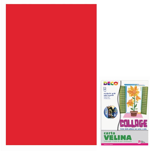VELINA CM.50X76 - BUSTA 24 FG. - ROSSO