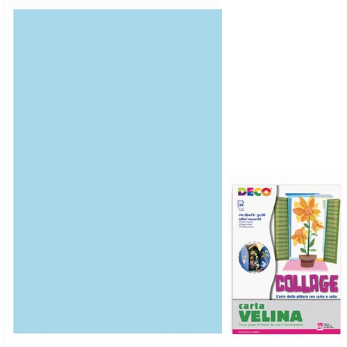 VELINA CM.50X76 - BUSTA 24 FG. - AZZURRO