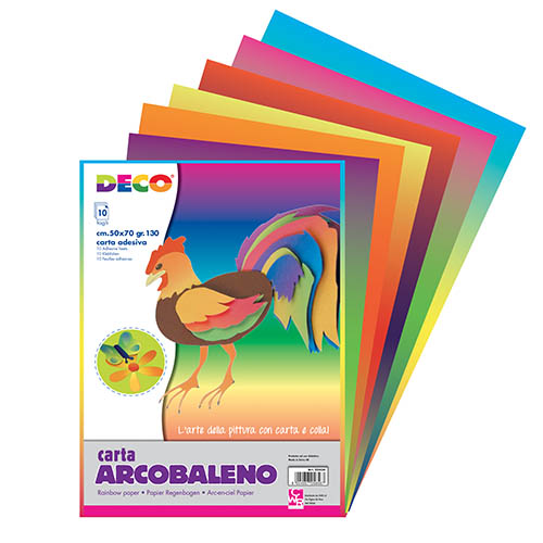CARTA ARCOBALENO ADES. CM.50X70 - CONF. 10 FG.