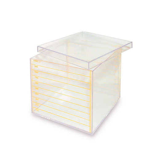 DECIMETRO CUBO GRADUATO TRASPARENTE + COPERCHIO