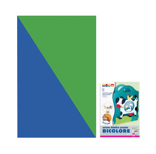 CARTONCINO  GR.400 CM.50x70 - BLU/VERDE - CONF.10 FG.