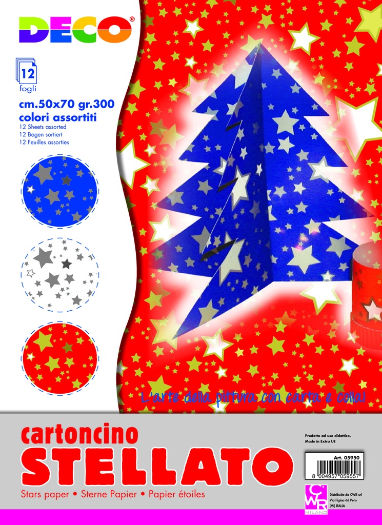 CARTONCINI STELLE CM.50X70 - CONF. 12 PZ. - COL. ASS.