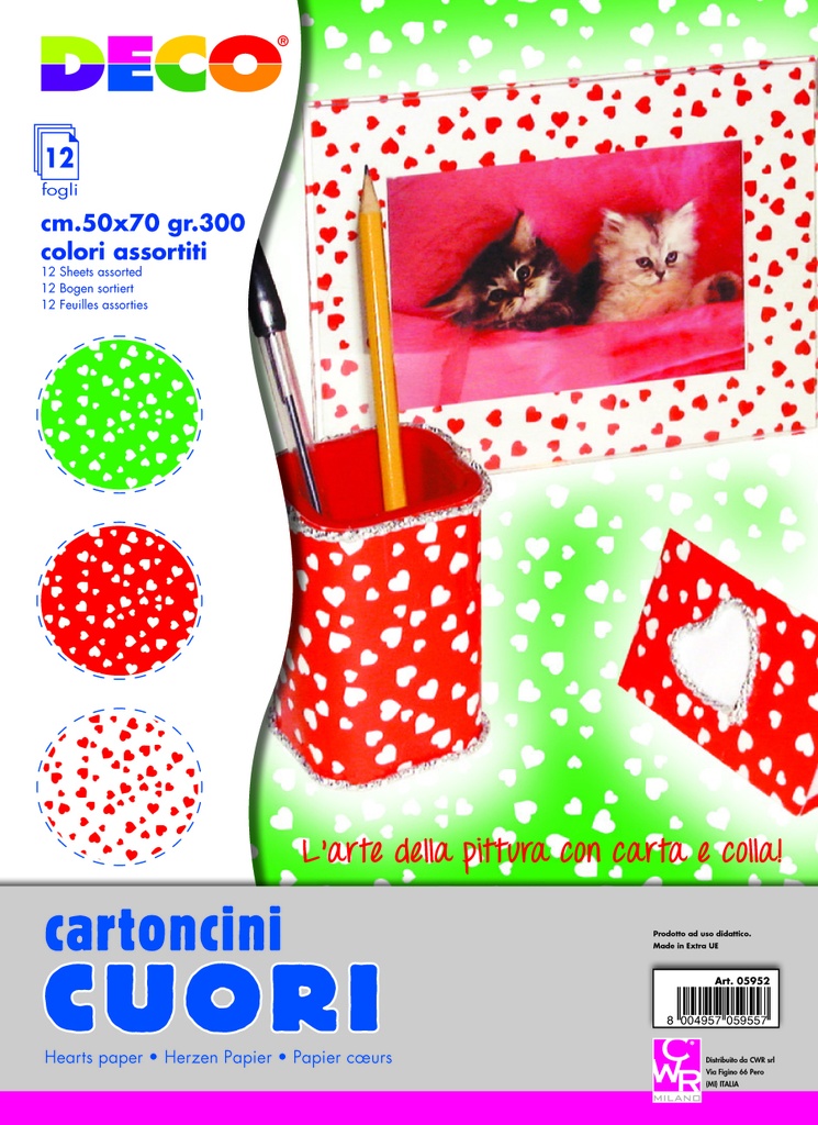 CARTONCINI CUORI CM.50X70 - CONF. 12 PZ. - COL. ASS.