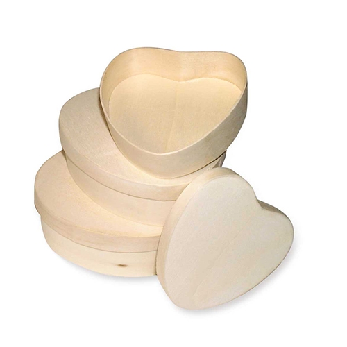 SCATOLE LEGNO CUORE - SET 3 PZ.