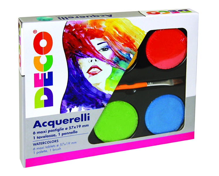 PASTIGLIE ACQUERELLABILI DIAM. CM.5,7  - SET 6 PZ. - ASS.