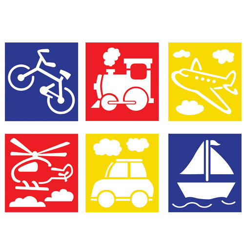 STENCIL CM.14X14 - SET 6 PZ. - TRASPORTI (min.ord.3 o multipli)
